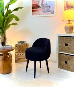 Resim WEBPANYA X Large SİYAH Tedy Kumaş Dekoratif Berjer Puf Makyaj Masası Pufu 