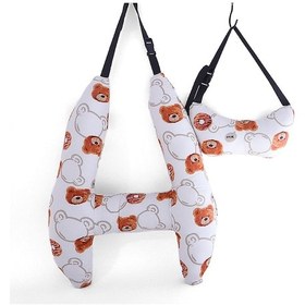 Resim Baş Desteği İle H Şeklinde Araba Uyku Yastığı Araba Koltuğu Desteği İç Beyaz Ayı 