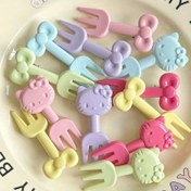 Resim 10 Adet Hello Kitty Meyve Çatalı - Sevimli Yeniden Kullanılabilir Tatlı Çatalları Hello Kitty Tasarımı ile, Pastel Renkler Meyveler, Kekler, Dondurma için - Piknikler, Partiler, Okul Yemekleri ve Yazlık Yemeği İçin Mükemmel, Temalı Çatal Takımları | Pastel Meyve Çatlaları 
