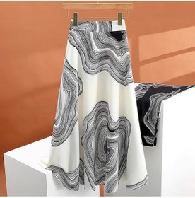 Resim Zanzea Kadın Rahat Elastik Bel Yaz Baskılı Uzun Etekler Beyaz 