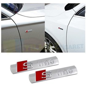 Resim Audi S Line Logo Çamurluk Arma Amblem Paslanmaz Çelik Parlak 2 Ad 
