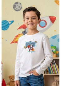 Resim Fyk Kids Sıfır Yaka Astranot Baskılı Erkek Çocuk Sweatshirt BEYAZ 