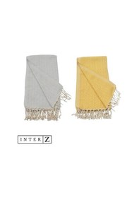 Resim 2'li Set Peştemal Plaj Havlusu , %100 Pamuk , Xxl 100x180cm, Marmaris, Bal Sarısı-gri 