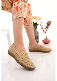 Resim Gimer - Ortopedik Ped Lazerli Krem Kadın Ayakkabı - Asd2119g 