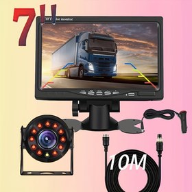 Resim 17.78cm Yedek Kamera ve Monitör Kiti, 12 LED Gece Görüşü Arka Görüş Sistemi Kamyon RV için, 12-24V Araba Fiş Güç Modu Araç Aksesuarları 