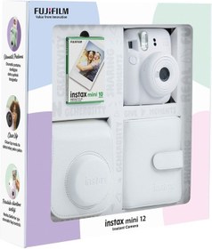 Resim Fujifilm İnstax Mini 12 Fotoğraf Makinesi + 10'lu Film + Kare Albüm + Deri Kılıf Seti 