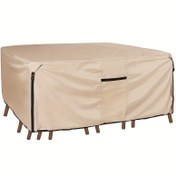 Resim Yüksek Kaliteli 400D Kanvas Kare Bahçe Masası Kapağı - Dayanıklı Dış Mekan Yemek Masası ve Sandalyeler Genel Amaç Mobilya Kapağı, Bej, 137.16cm x 6.1 metre, Hava Koşullarına Dayanıklı Polyester, Bahçe Yemek Seti|Kare Bahçe Kapağı|Dayanıklı Kanvas 