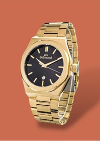 Resim Belmond Orijinal 2 Yıl Garantili Gold Renk 5 Atm Su Geçirmez Çelik Kordon Erkek Kol Saati 