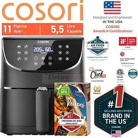 Resim COSORI Airfryer 5,5 L 11 Program, On Isitma ve Sicak Tutma Islevleri, Dijital Dokunmatik LED Ekran, Bulasikk Makinesinde Yikanabilir, 1700W CP158-AF 