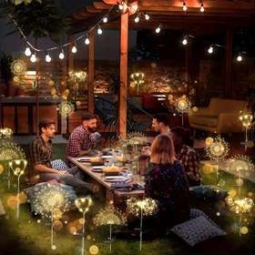 Resim FACHOI Güneş Enerjili Bahçe Işıkları - Akıllı Sensör Anahtarı, 1 adet 60/200/420 LED, 8 Aydınlatma Modu, Bahçe, Patio, Yürüyüş Yolu, Parti ve Düğün Dekorasyonu için Dış Mekan Su Geçirmez Zemin Güneş Işıkları - Beyaz/Sıcak Beyaz/Renkli IP65, Dış Mekan Aydınlatması | Modern Dış Mekan Dekoru | Güneş Enerjili Işıklar 