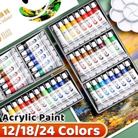 Resim Akrilik Boya Seti, 12/18/24 Renkler 5 ml / 0.17 oz, Su Geçirmez Taşınabilir Sanat Zengin Pigmentleri için DlY El Sanatları, Çizim, Resim, Tuval, Kaya, Ahşap, Duvar ve Seramik Yetişkinler ve Sanatçılar İçin Mükemmel Hediye Noel ve Şükran Günü 