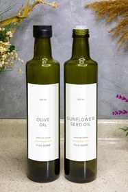 Resim Home 2'li Modern Tasarım Cam Yağdanlık Seti - 500 ml Kapasiteli Şık Yağlıklar, Beyaz Su Geçirmez Etiketli 