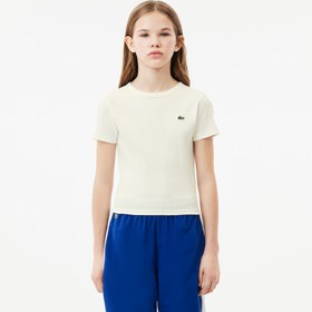 Resim Lacoste Çocuk Bisiklet Yaka Beyaz T-Shirt 