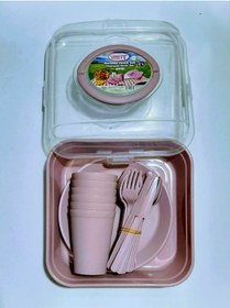 Resim Ahir Ticaret Karizma Piknik Seti 6'Lı 32 Parça Pudra Pembe 