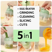 Resim Çok Amaçlı Taşınabilir El Tipi Elektrikli Meyve ve Sebze Ezici, Şarj Edilebilir Kablosuz Mutfak Robotu, elektrik fırça olarak, şekerleme çırpıcısı gibi aksesuarlara sahip; Sarımsak, Biber, Soğan, Kereviz, Zencefil için uygun - Hediye 