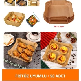 Resim Letsii 50 Adet Büyük Boy Hava Fritözü Pişirme Kağıdı Yağsız Temizlik Kolay 