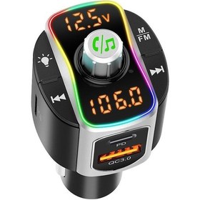 Resim Mini Car Fm Transmitter Bluetooth 5.0 Mp3 Audio Player Qc3.0 Pd Fast Charging Wireless Handsfree Car Kit With Led Backlit 