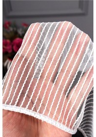 Resim Caserta 321 Casa Lüx Tek Burgulu Çizgili Beyaz Düz Tül Perde 1.sınıf Premium Kalite Beyaz 