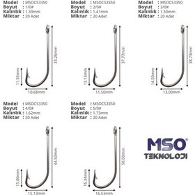 Resim MSO Olta Balıkçılık Uzun Şaft Yüksek Karbon Çelik İğne 20 Adet 