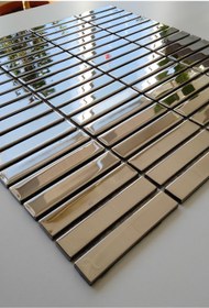 Resim MozaiKristaL Mutfak Tezgah Arası Ve Iç Dekorasyon Için 15x73x4mm Gümüş Krom Kristal Mozaik (1 M2 FİYATIDIR) 