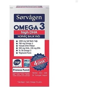 Resim Sorvagen Omega3 High DHA Norveç Balık Yağı 50 Kapsül 86800573512 