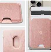 Resim Spigen Valentinus Magfit İphone Uyumlu 14, 13, 12 İçin Manyetik Cüzdan Kartlık 3 Kartlı Fabric Rose Gold 