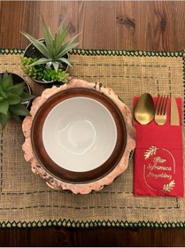 Resim Gold Yaldızlı Kırmızı İftar Soframıza Hoşgeldiniz Cepli Peçete 12 Adet 40x40 