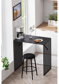 Resim Prag Bar Taburesi , Mutfak Taburesi, Balkon, Bahçe Taburesi, Sandalyesi Siyah Kumaş 