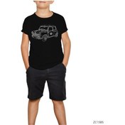 Resim Mini Cooper Old Siyah Çocuk Tişört Beyaz 