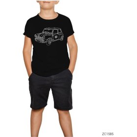 Resim Mini Cooper Old Siyah Çocuk Tişört Beyaz 