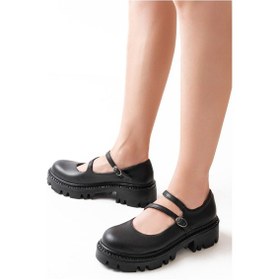 Resim 868-756 Siyah Günlük Yüksek Tabanlı Loafer Ayakkabı Beyaz 