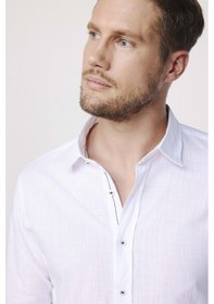 Resim Tudors Slim Fit Uzun Kol Apoletli Keten Düz Erkek Beyaz Gömlek-27786-beyaz Beyaz 