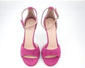 Resim Design Kadın Fuşya Suet Tokalı Ince Topulu Sandalet Pinky-1 