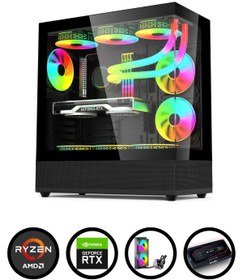 Resim IZOLY RX61 Ryzen 5 5600 32GB 1TB M.2 NVMe RTX 4060 8GB 240mm Sıvı Soğutma Oyuncu Masaüstü Bilgisayarı 