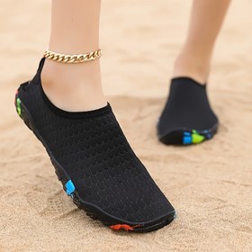 Resim Hareketli Renkli Çizgili Kadınlar için Hızlı Kuruyan Plaj Sandaletleri - Açık Yüzme, Yoga, Spor Salonu, Yürüyüş için Hafif Nefes Alabilen Üst Malzeme ve Kauçuk Taban - Tüm Mevsimler için Rahatlık, Plaj Ayakkabıları, Spor Salonu Ayakkabıları, Şık Çizgili Tasarım, Dayanıklı Traction Ayakkabıları 