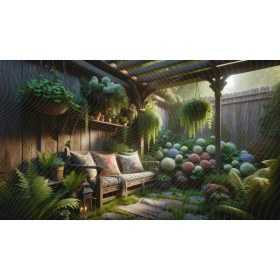 Resim Venspor Ahşap Arka Bahçe Temalı Çiçek ve Bitkilerle Kaplı Dekoratif Arkaplan 200 x 150 cm Fon Duvar Örtüsü 