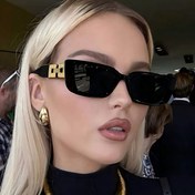Resim 1 adet Kadınlar için Geometrik Çerçeve Moda Gözlükleri - Şık Siyah Dikdörtgen Gölgelikler Altın Tonlu Vurgularla, Partiler, Hediyeler ve Günlük Moda İçin Mükemmel 