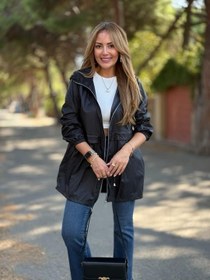Resim Kadın Kapüşon Ve Büzgü Detay Yağmurluk - Siyah / L 