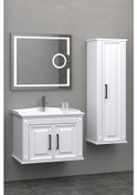 Resim Milano 80 Cm Banyo Dolabi Mercekli Led Ayna - Beyaz (Boy Dolap Dahil) Çok Renkli 