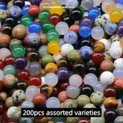 Resim 200 Adet Doğal Taş ve Sentetik Boncuk 8mm Çeşitli Renkler Takı Yapımı İçin Yuvarlak Gevşek Boncuklar DIY Kolye Bilezik Küpe El Sanatları İmal Etmek için 