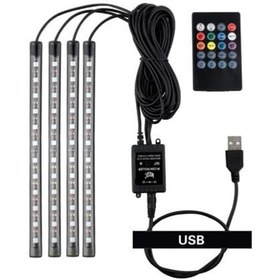 Resim Usb Girişli 9 Ledli Araç Içi Sese Duyarlı Rgb Led Aydınlatma 