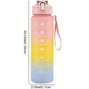 Resim 1 adet 300ml/750ml Gradyan Renk Sızdırmaz Su Şişesi, 10.14oz/25.36oz Taşınabilir Motivasyonel Su Bardağı Zaman İşaretçisi ile, Açık Hava Aktiviteleri için Uygun 