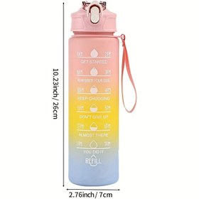 Resim 1 adet 300ml/750ml Gradyan Renk Sızdırmaz Su Şişesi, 10.14oz/25.36oz Taşınabilir Motivasyonel Su Bardağı Zaman İşaretçisi ile, Açık Hava Aktiviteleri için Uygun 