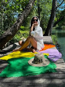 Resim Muslin Peştemal Yeşil - Yeşil / STD 