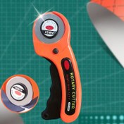 Resim 45mm Turuncu Kumaş Kesme Yuvarlak Rulo Bıçak Kumaş Deri El Sanatları Tekerlek Kesici Saplı Rulo Bıçak Döner Kesici Aracı 