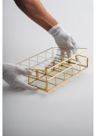 Resim Cam Takı Organizeri 10 Bölmeli Pirinç & Gold 
