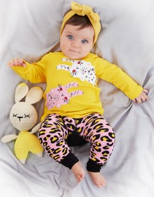 Resim Leopar Kız Bebek T-shirt Tayt-Pantolon Takım 
