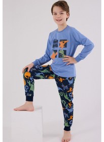 Resim Rolypoly Erkek Çocuk Mavi Pijama Takımı 5274-48637 Mavi 