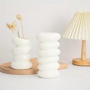 Resim Şık Geometrik Spiral Plastik Vazo ile Kurutulmuş Çiçek - Islak ve Kuru Düzenlemeler için İdeal, Ev Dekoru için Çok Yönlü Yuvarlak Çiçek Tutucu, Çiçek Düzenleme Vazosu | Şık Vazo Tasarımı | Plastik Yapı, Çiçek Vazo Dekoru 