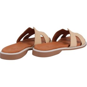 Resim Napa Shoes Kadın H Kesimli Düz Taban Hakiki Terlik Napa-1202 Bej 